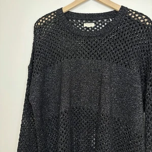 Suéter Pullover Anthropologie Pilcro Punto Abierto Negro XL Metálico Cachicho - Imagen 1 de 12