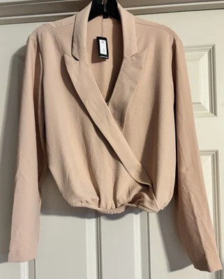 $60 Express Surplice надежном спереди размер S лацкан воротник эластичный пояс длинным рукавом  - Изображение 1 из 4