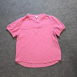 J Crew Top Womens Size Large Pink Textured Gauze Short Sleeve Casual Capsule - Picture 1 of 9