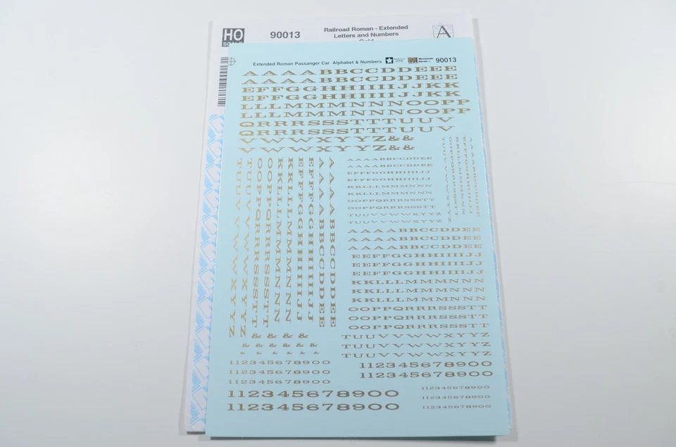 Microscale HO Railroad Roman Extended Letters & Numbers Gold Decal - 90013 - Image 1 of 1