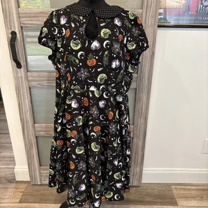 Neu ohne Etikett Hell Bunny Gothic schwarze Katze Salem Hexe 50er Jahre Kleid Gr. 2-4XL - Bild 1 von 9