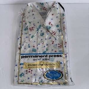 Vintage 70s Miss Holly Vibrant Print Short Sleeve Shirt 36 NIP - Picture 1 of 5