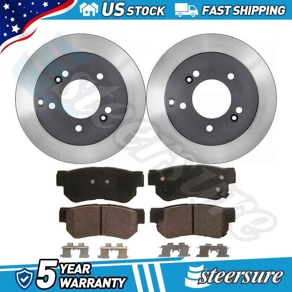 Rear Disc Brake Pad Set Disc Brake Rotor fits 2006-2008 Hyundai Sonata - Image 1 of 4