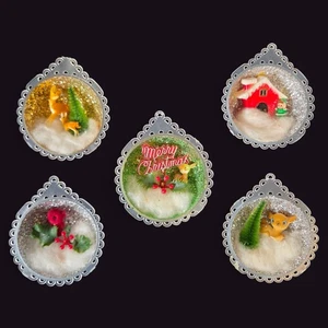 5 Vintage Weihnachten Diorama Ornament Elfe Pixie Hirsch Retro Kitsch Reflect Jewelbrite? - Bild 1 von 10