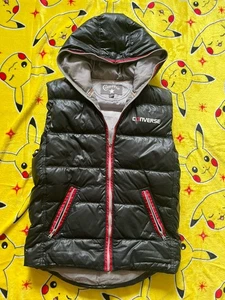 Converse Black Gilet Body Warmer Sz Medium Zip Up Sleeveless Jacket Vintage - Picture 1 of 2