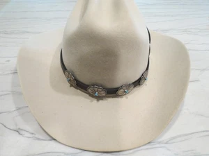 Sterling Silver & Turquoise Four Concho Hat Band & Sterling Silver Buckle - Picture 1 of 12