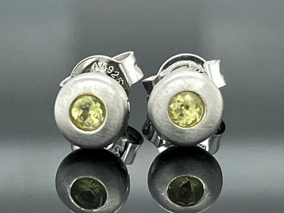 SCHMUCKJAGD OHRSTECKER AUS 925/- SILBER RHOD. MIT PALLASIT FACETTENREICH - Bild 1 von 3