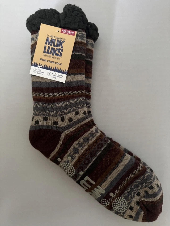 Muk Luks Womens Cabin Socks L/XL 11-13 Boysenberry Fairisle Purple/pink/white - Image 1 of 1