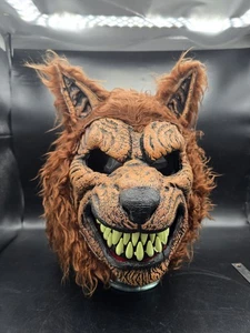 Werwolf Wolf Gesichtsmaske mit beweglichem Kiefer Mund Geist Halloween braun gruselig - Bild 1 von 7