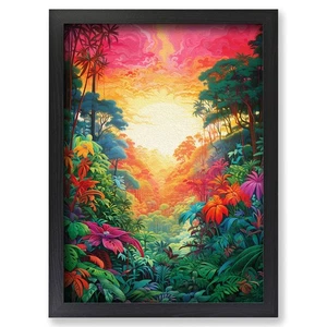Framed Jungle Colour Field Art Wall Art Canvas Print Poster Picture, Home Decor - Picture 1 of 4