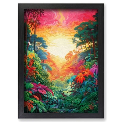 Framed Jungle Colour Field Art Wall Art Canvas Print Poster Picture, Home Decor - Image 1 of 4