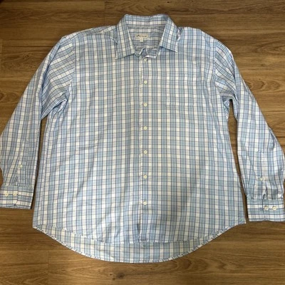 Peter Millar Shirt Mens XXL Tall Blue Pink White Plaid Check Dress Button Up - Image 1 of 4