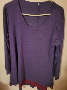 Faded Glory Womens Xl Tunic Purple Mauve Marled L Sleeve 35 L 26 Across Front P - Picture 1 of 24