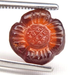 SHOLA Echt 7,28 Ct Natürlicher Spessartin Mandarin Granat Blumenschnitzerei - Imagen 1 de 2