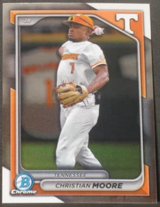 Christian Moore 2024 Bowman cromo draft variación universitaria novato #13 Tennessee - Imagen 1 de 2