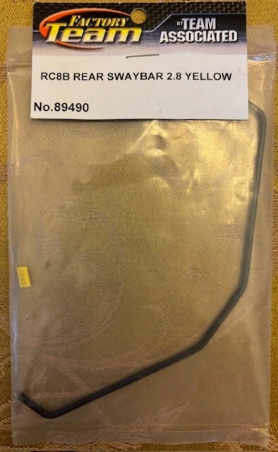 Team Associated Part #89490: RC8B Rear Sway Bar 2.8 Yellow; NISP - Image 1 of 1