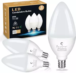 Candelabra Light Bulbs 60 Watt Equivalent, 4000K Natural Daylight, 5W E12 Small - Picture 1 of 8