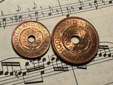 RHODESIA & NYASALAND ½ penny 1958 + 1 penny 1962 KM1+2 LUSTROUS TOP GRADE PAIR !