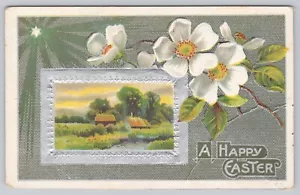 Sinclairville Nueva York, Feliz Pascua Flores Blancas Casa de Campo, Postal de Colección - Imagen 1 de 2