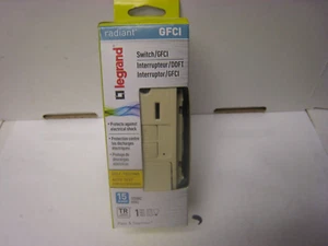 Legrand 1597SWTTRICCD4 Radiant GFCI Switch 15A, 125VAC, 60Hz, Single Pole, IVORY - Picture 1 of 9
