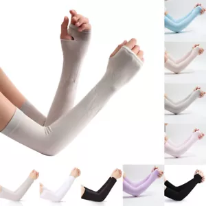 1Pair Gloves Sleeve Ice Silk Sunscreen UV Cover Arm Sleeves Sun ProtectionUnisex - Picture 1 of 25