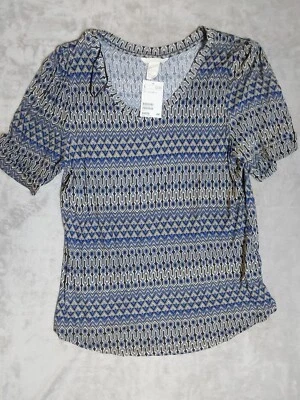 H&M Chic Top Womens Small S Boho Blouse Short Sleeve Shirt Pullover Stretch - Image 1 of 4