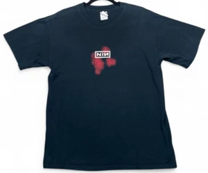 Vintage Nine Inch Nails NIN T Shirt Mens L Black 2001 Rock Tour Tee Rare Y2K - Picture 1 of 14