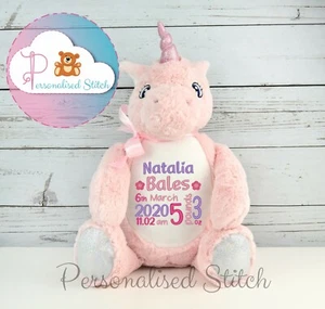 Personalisiertes Stofftier Einhorn Teddybär bestickt Neu Baby Geschenk Geburtstag - Bild 1 von 6