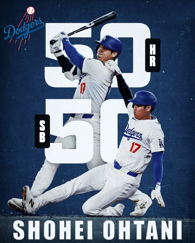 Shohei Ohtani Los Angeles Dodgers 50 / 50 Club 1st Player Ever 8x10 Photo - Image 1 of 1
