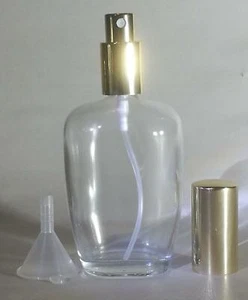 Parfum Flakon - GLAS- leer - NEU + Trichter - 100ml-Gold Kappe-1002G - Bild 1 von 2