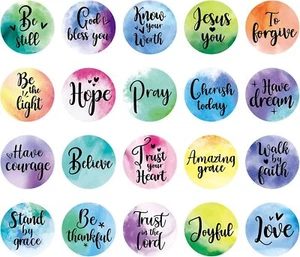 480 Pieces Inspirational Bible Verse Stickers Motivational Scripture round Bible - Picture 1 of 2