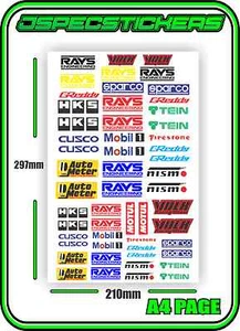 SCALE STICKER SHEET R/C CRAWLER 1/10 DRIFT DRAG CAR BRAND JDM STICKERBOMB RC - Picture 1 of 4