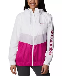 Columbia Sandy Sail Windbreaker Jacket White Pink Size S MSRP $80 - Picture 1 of 1
