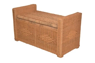 Sitztruhe Erle Rattan Sitzbank Hocker Bank Truhe Wäschetruhe Sitzhocker modern - Bild 1 von 3
