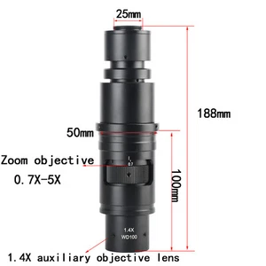 KOPPACE 36X-255X Industrial Microscope Lens 0.4X Eyepiece 0.7X-5X Zoom Objective - Picture 1 of 5