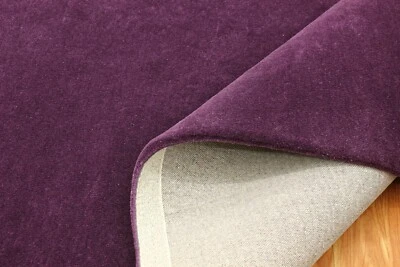 Modern Hand Tufted 100% Silk Area Rug Living Room Plain Solid Purple Carpet 4x6 - Image 1 of 4