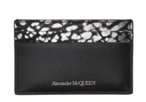 NEW W TAGS Alexander McQueen Leather Card Case in Leopard Print, Black/White - Picture 1 of 1