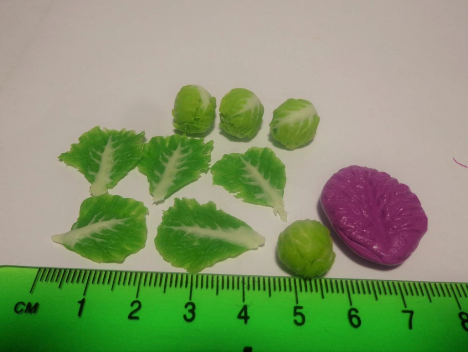 Set stampo foglie cavolo bordo scala 1:12 casa delle bambole accessori cibo miniatura