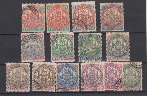 BSAC Rhodesia 1896 Collection Of 14 To 1/- Fine Used BP5339 Cover