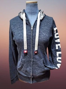Reflex Hoodie Zip Up Womens Large Juniors Black Blue-gray White LOVE - Picture 1 of 11
