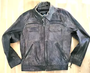 Chaqueta para hombre XL HARLEY DAVIDSON cuero marrón envejecido equipo de equitación motocicleta - Imagen 1 de 21