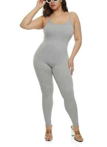 Fct Basics Seamless Scoop Neck Cami Catsuit Heather Gray Women's Plus Size 2X-3X - Picture 1 of 3