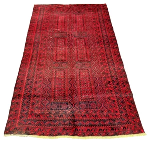Alfombra nómada vintage afgana Qalamdani 5x8 - alfombra tribal oriental roja turcomana - Imagen 1 de 12