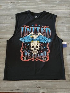 Celebrate! Patriotic Men’s Sleeveless Size XL Black United We Stand Shirt Biker - Picture 1 of 8