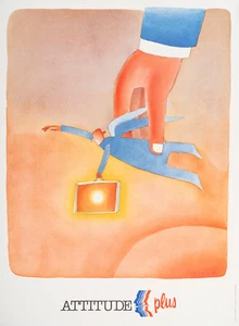 Original Vintage Poster, Folon, Air France, Luftfahrt, Engel, Wolken, Himmel, 1986 - Bild 1 von 5