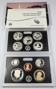 2018 S US Mint SILVER Complete Proof 10 Coin Set w Box & COA #45978W - Picture 1 of 7