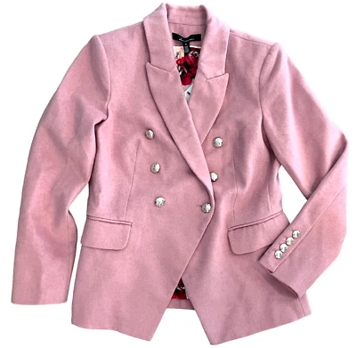 WHITE HOUSE BLACK MARKET WHBM PINK MELTON STUDIO DOUBLE BREASTED BLAZER JACKET 0 - Image 1 of 4