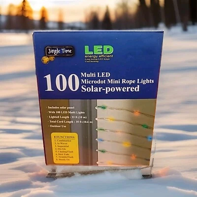 Solar Powered Multi LED Microdot Mini Rope Lights 8 Funct Waterproof Christmas  - Image 1 of 3