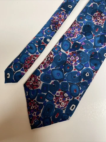 Vintage Lazarus RED BLUE Abstract Art Mens Posh Art Deco Tie 58”L 3.75” W EUC B4 Cover