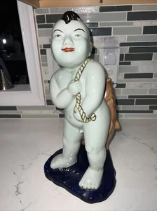 16” Asian Baby Naked With A Fish Statue Figurine - Picture 1 of 9